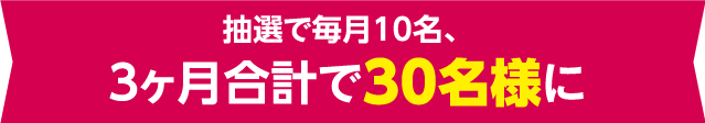 抽選で毎月10名、3か月合計で30名様に